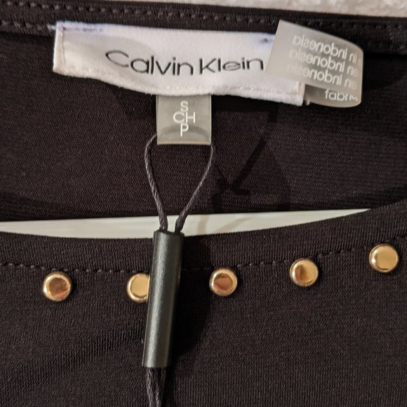Calvin Klein Black Black Top With Gold Studs SM - Picture 4 of 4